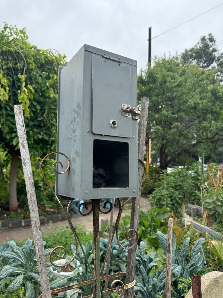 Back of a grey letterbox